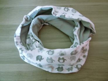 Loopschal Elefanten grau-weiß