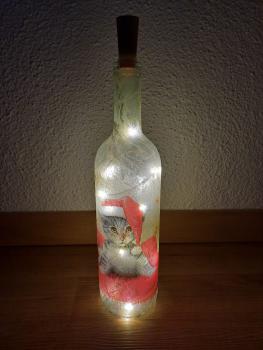 Leuchtflasche Weihnachtskatze