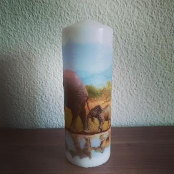 Kerze Elefantenmama mit Baby