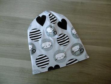 Wendebeanie Kätzchen mit Herzen 51-53