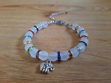 Armband Elefant Perlen Weiss