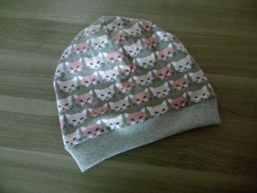 Wendebeanie mit Bündchen Katzen 47-49