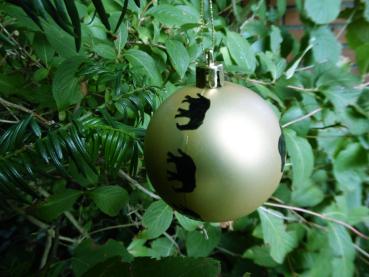 Preview: Weihnachtskugel mit Elefanten Gold Matt