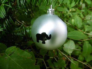 Weihnachtskugel mit Elefanten Silber Matt