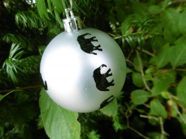 Weihnachtskugel mit Elefanten Silber Matt