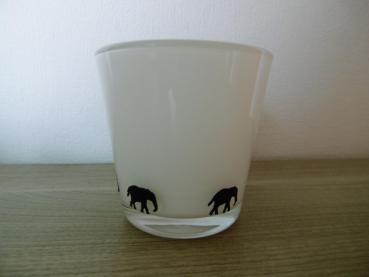 Preview: Kerzenglas Elefanten Weiß