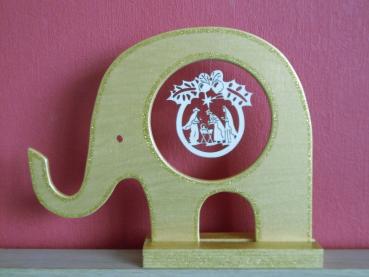 Elefant Gold mit Krippen-Anhänger
