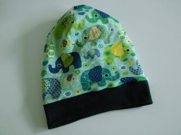 Wendebeanie Elefanten Hellblau 53-55