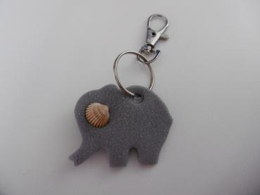 Schlüsselanhänger Elefant Grau Glitzer