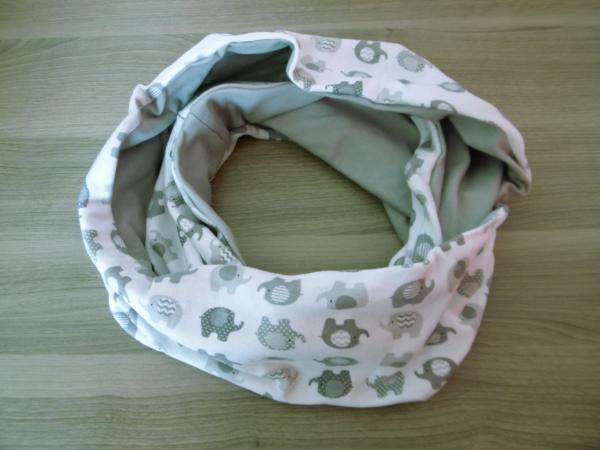 Loopschal Elefanten grau-weiß