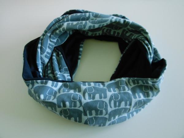 Loopschal Elefanten hell- und dunkelblau 1