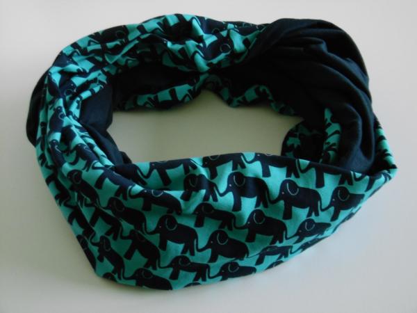 Loopschal Elefanten Türkis-Blau