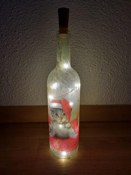 Leuchtflasche Weihnachtskatze