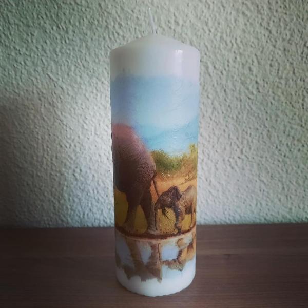 Kerze Elefantenmama mit Baby