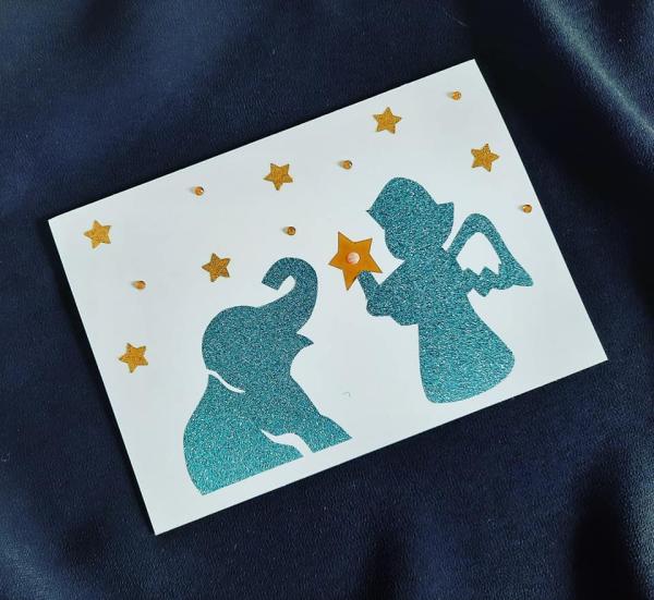 Karte Elefant mit Engel