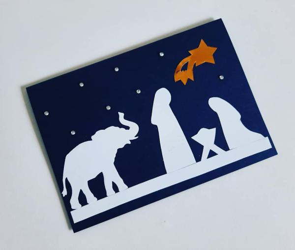 Karte Elefant mit Krippe