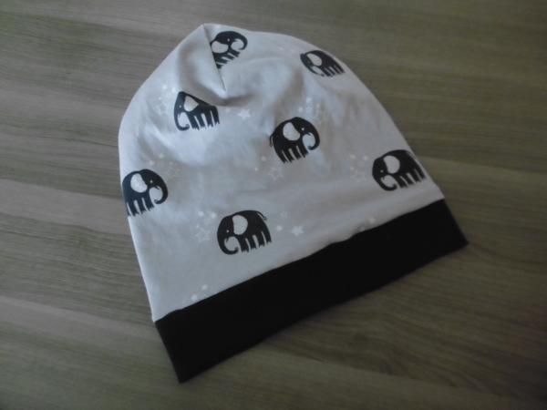 Wendebeanie mit Bündchen Elefanten Glitzer 45-47