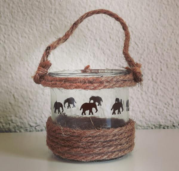 Kerzenglas Elefanten Sisal