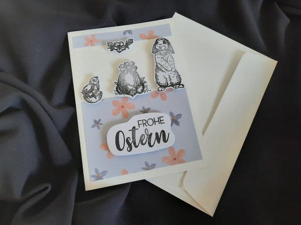 Karte "Frohe Ostern Schwarz Weiss"