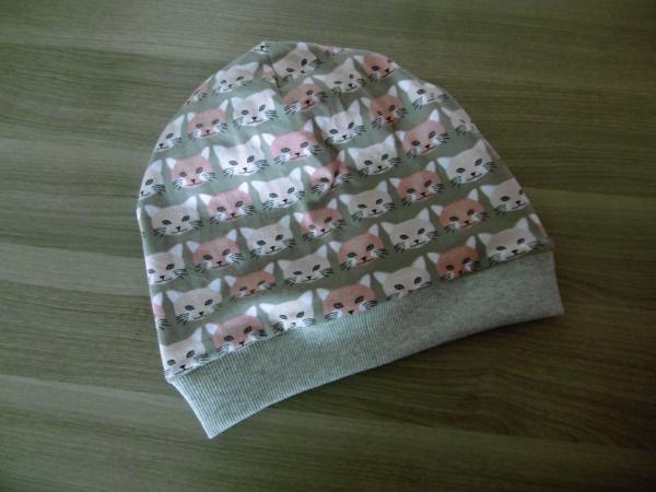 Wendebeanie mit Bündchen Katzen 51-53