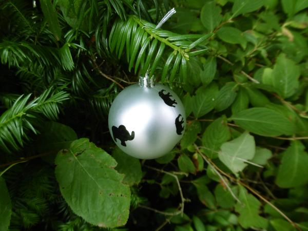 Weihnachtskugel mit Elefanten Silber Matt