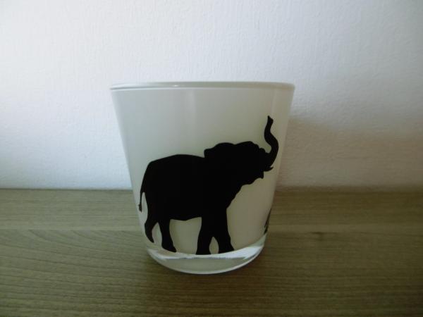 Kerzenglas Elefanten Weiß