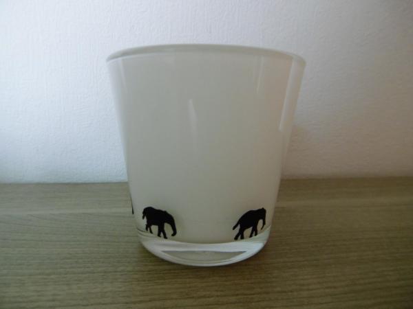 Kerzenglas Elefanten Weiß