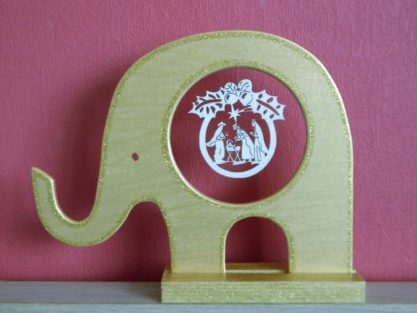 Elefant Gold mit Krippen-Anhänger