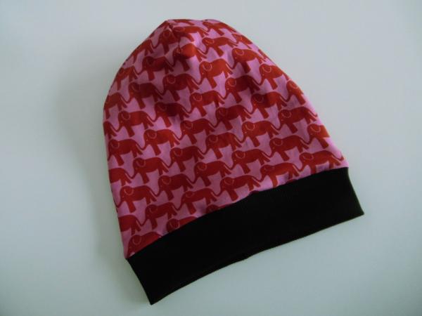 Wendebeanie Elefanten Pink-Rot 49-51