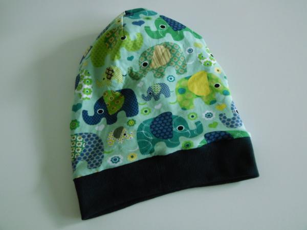 Wendebeanie Elefanten Hellblau 53-55
