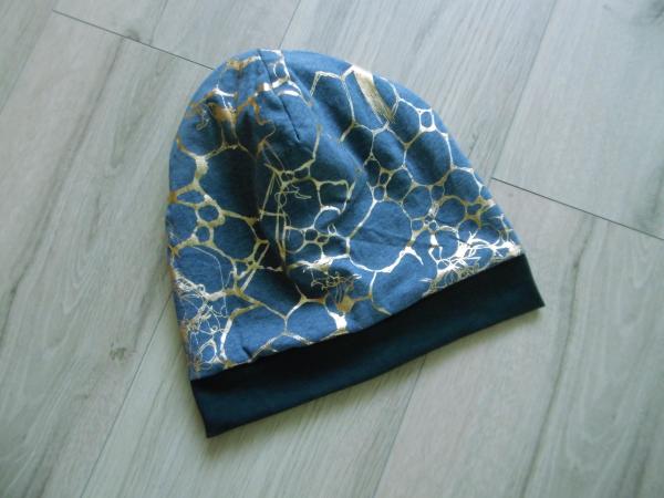 Blauer Wendestoff mit Goldprint